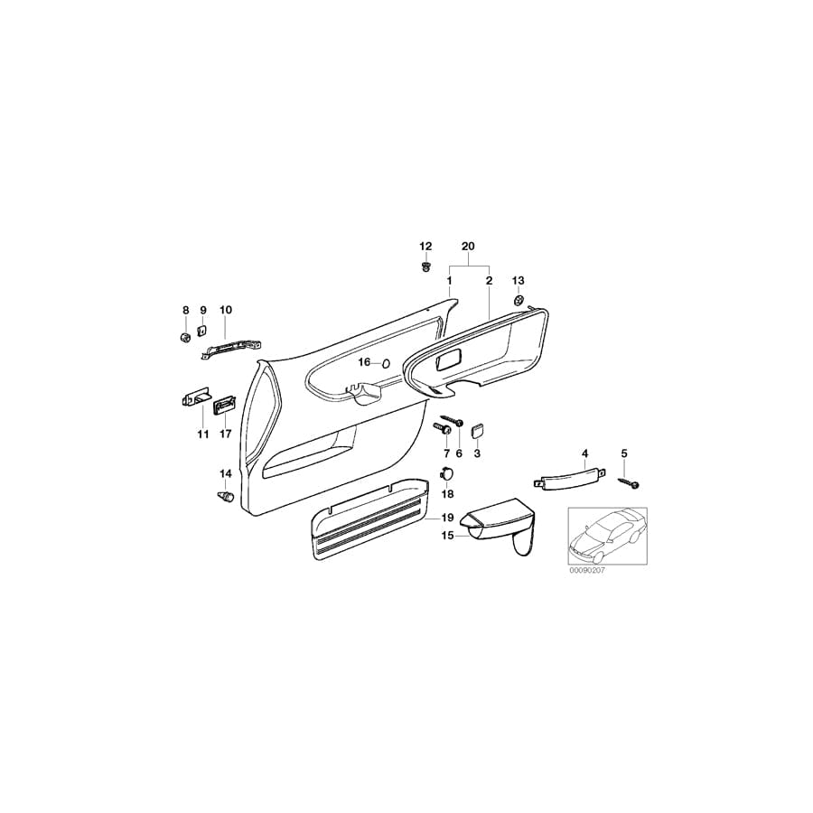 Genuine BMW 51418177975 E36 Door Trim Panel, Front Left GRAU (Inc. 328i, M3 & 325td)