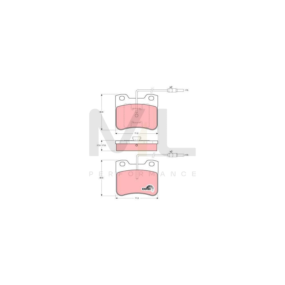 TRW Cotec Gdb794 Brake Pad Set For Citroën Ax Incl. Wear Warning Contact