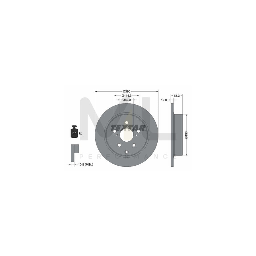 TEXTAR 92314203 Brake Disc Solid, Coated, without wheel hub, without wheel studs - 1 piece