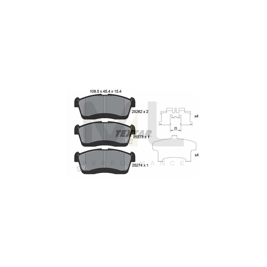 TEXTAR 2526201 Brake pad set with acoustic wear warning