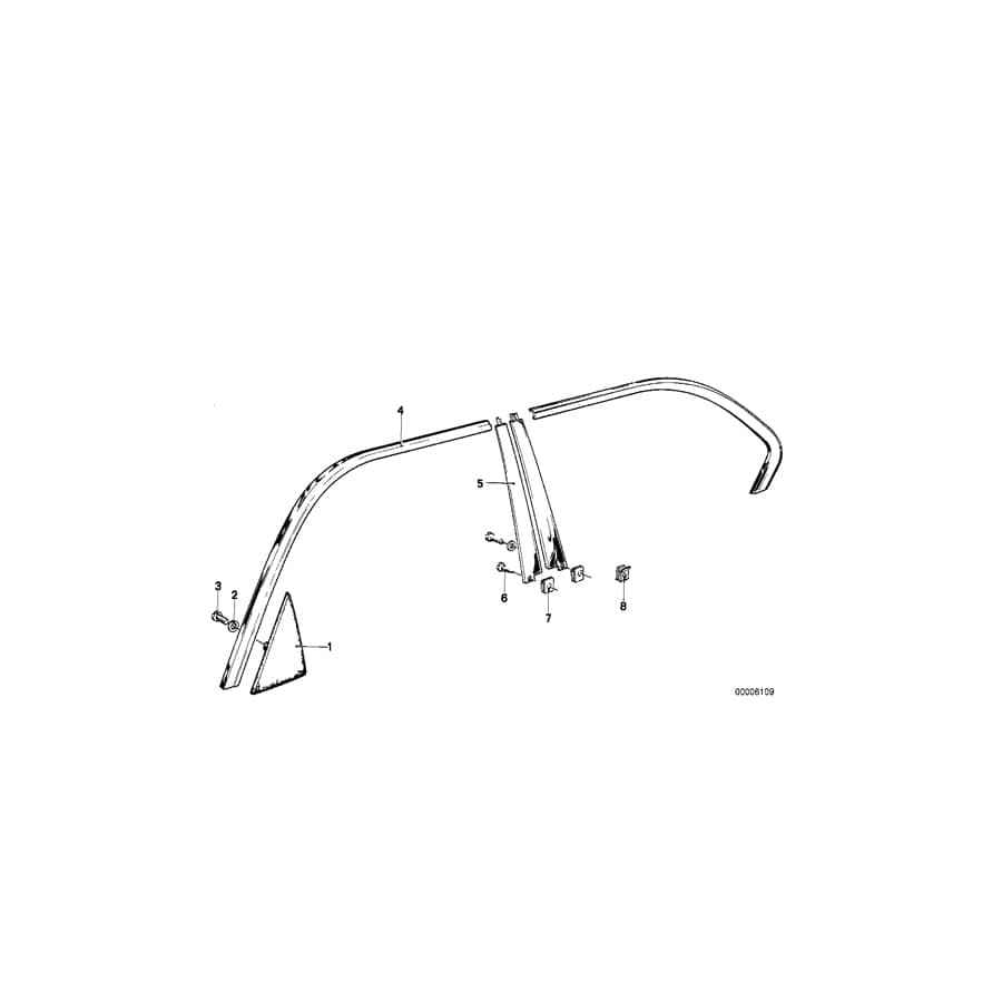 Genuine BMW 51321900243 E23 Corner Moulding, Left (Inc. 732i, 745i & 735i)