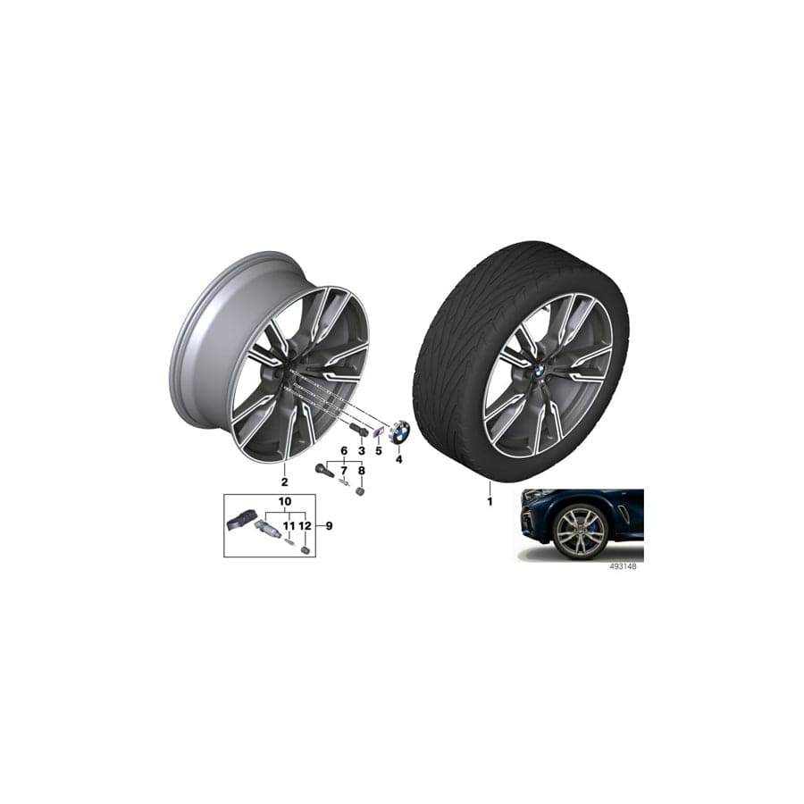 Genuine BMW 36118072002 G05 G06 Disc Wheel Light Alloy Cerium Grey 9,5JX22 ET:37 (Inc. X6 40i, X5 25dX & X5 30iX)