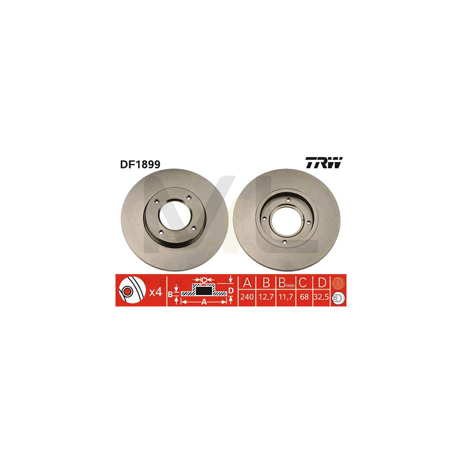 TRW DF1899 Brake Disc for AUSTIN Maestro (XC) Solid - 1 piece