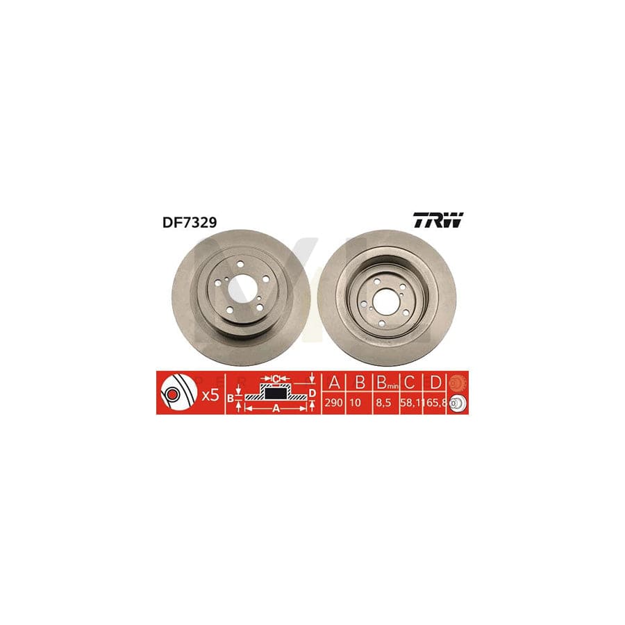 TRW DF7329 Brake Disc Solid, Painted - 1 piece