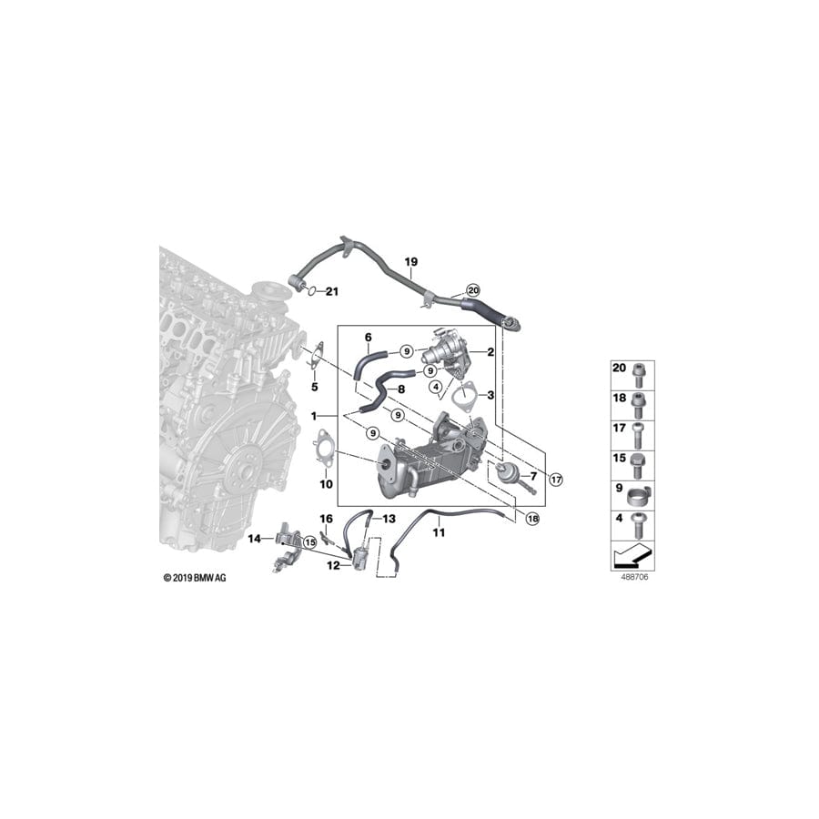 Genuine BMW 11719886851 F48 F39 Gasket Steel (Inc. X1 25dX & X2 25dX)