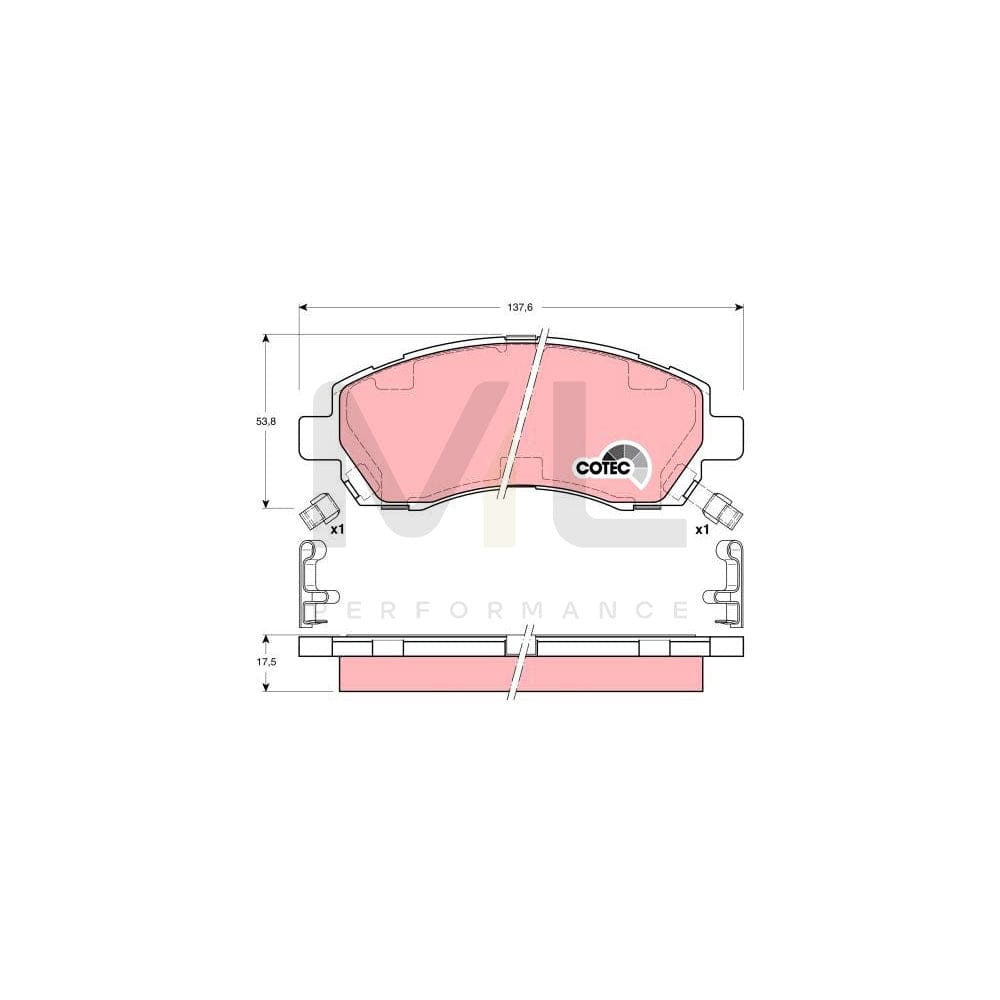TRW Cotec Gdb3205 Brake Pad Set With Acoustic Wear Warning, With Accessories