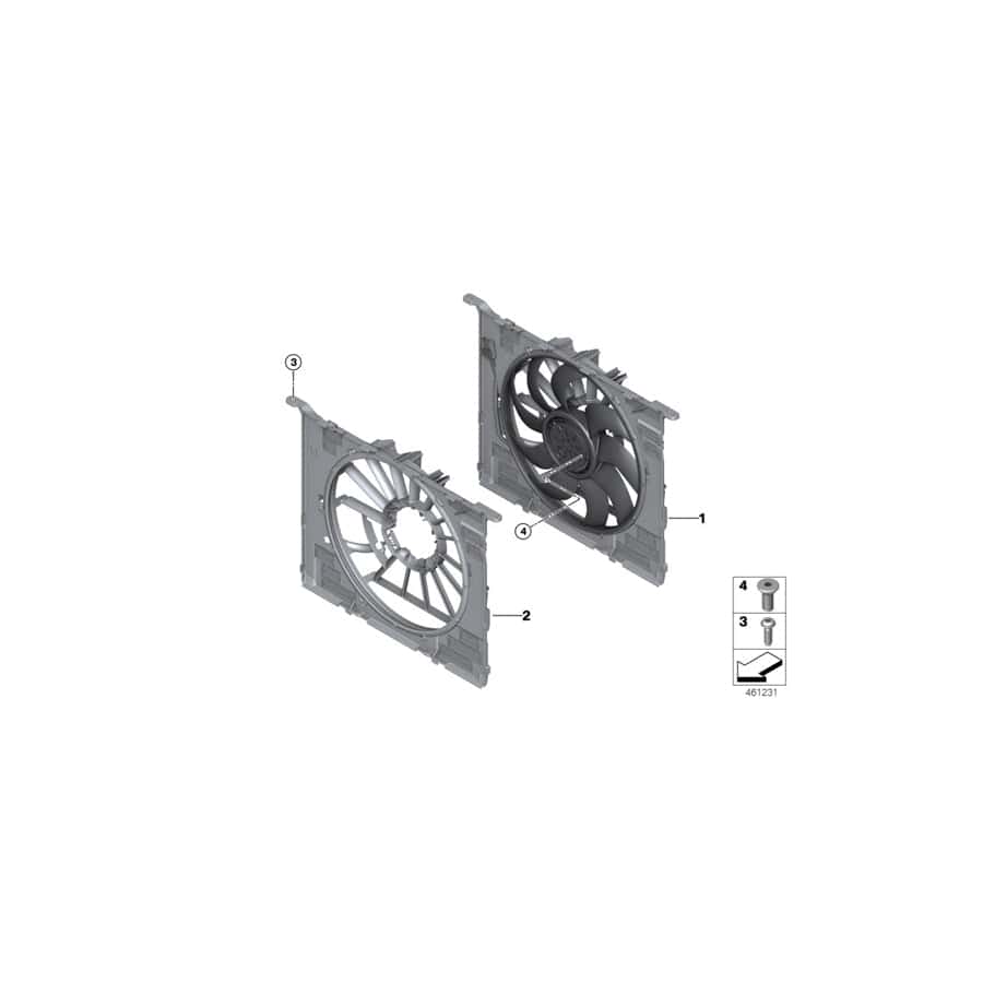 Genuine BMW 17428472268 G16 G31 G11 Fan Housing With Fan 600W (Inc. 520dX, 730dX & 730LdX)