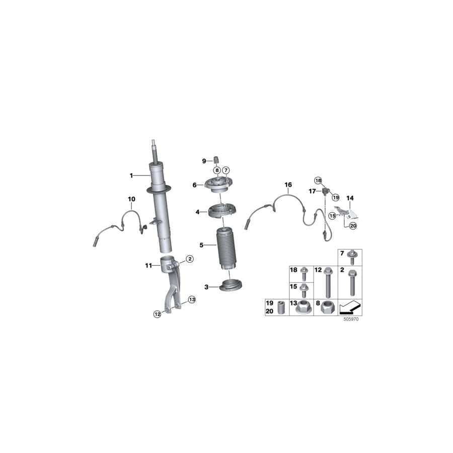 Genuine BMW 37106869021 G05 Spring Strut Front Left Vdc (Inc. X5)