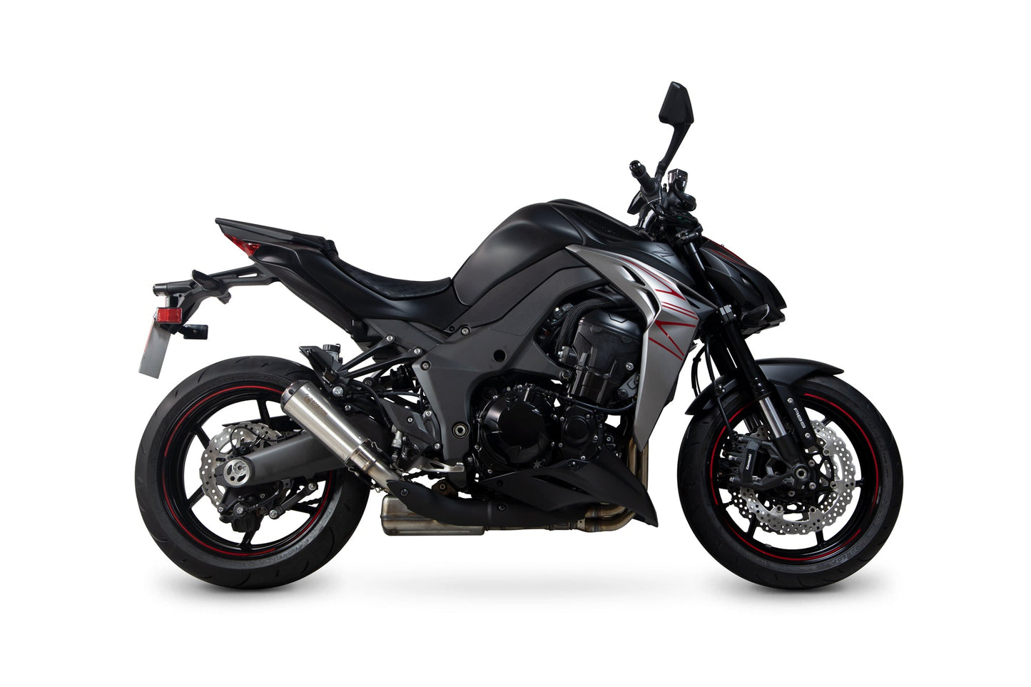 Scorpion PKA131SEO Kawasaki Z1000 Red Power Slip-On (Pair) - Brushed Stainless Steel Sleeve | ML Performance UK UK