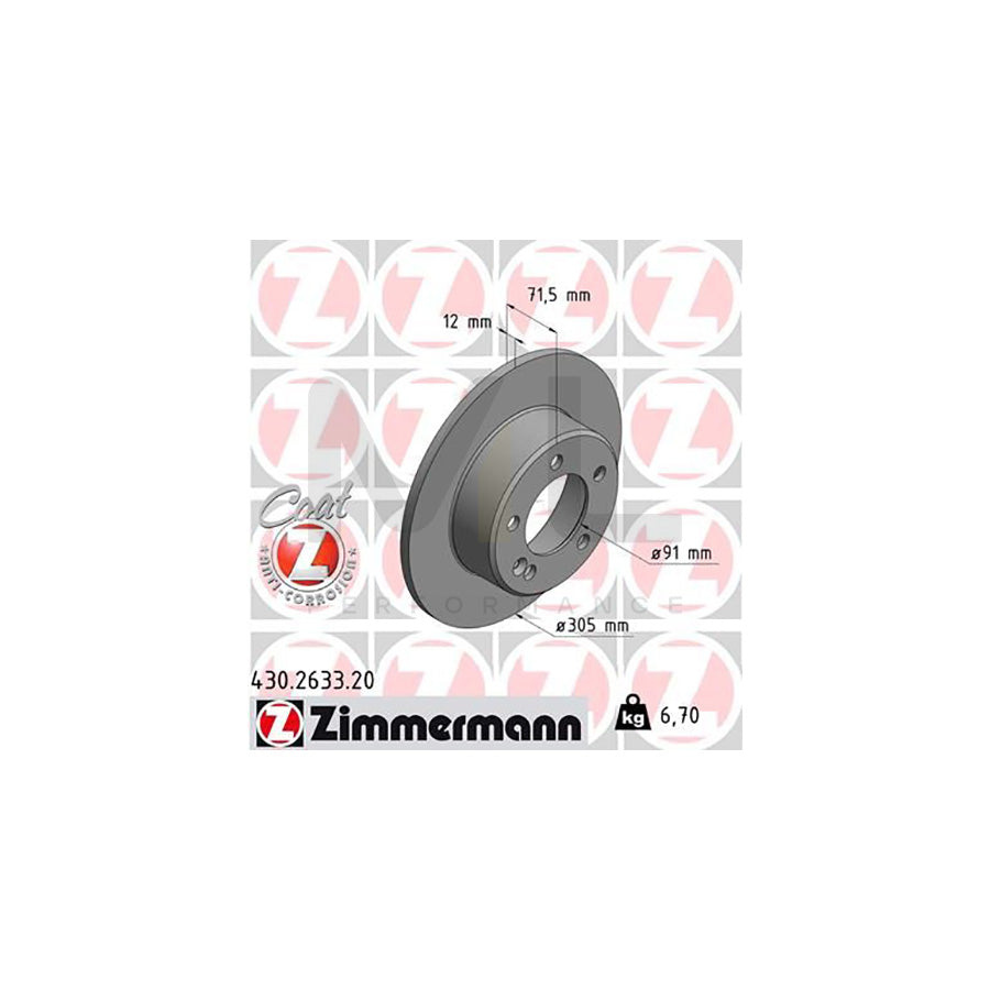 ZIMMERMANN COAT Z 430.2633.20 Brake Disc Solid, Coated - 1 piece