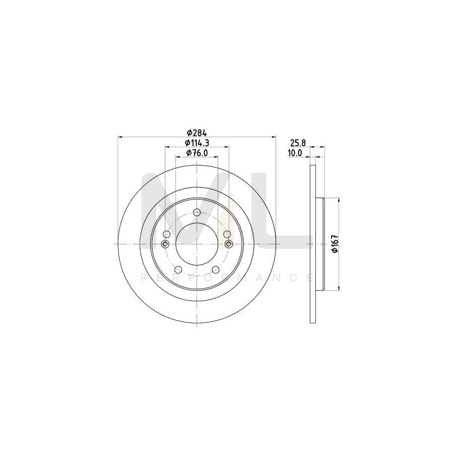 HELLA PRO 8DD 355 118-361 Brake Disc Solid, Coated, without wheel hub, without wheel studs | ML Performance Car Parts