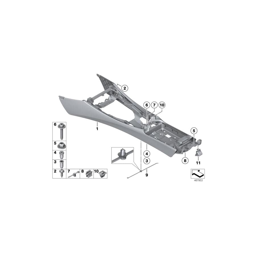 Genuine BMW 51169289855 E89 Center Console SCHWARZ (Inc. Z4)