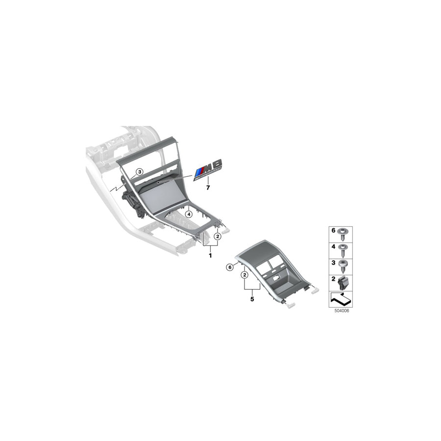 Genuine BMW 51168096319 F93 G16 F92 Cover Center Console, Pianolack (Inc. 840dX, M850iX & 840i)