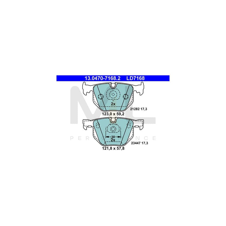 ATE Ceramic 13.0470-7168.2 Brake pad set for BMW 7 (E65, E66, E67) excl. wear warning contact, prepared for wear indicator
