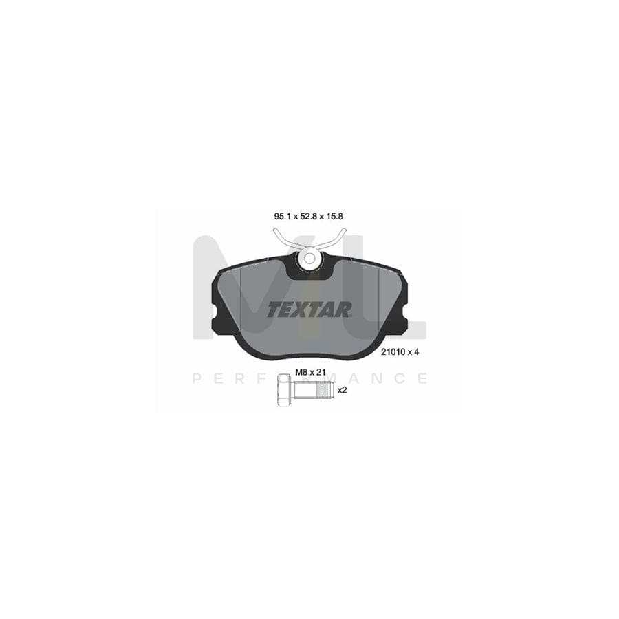 TEXTAR 2101003 Brake pad set not prepared for wear indicator, with brake caliper screws