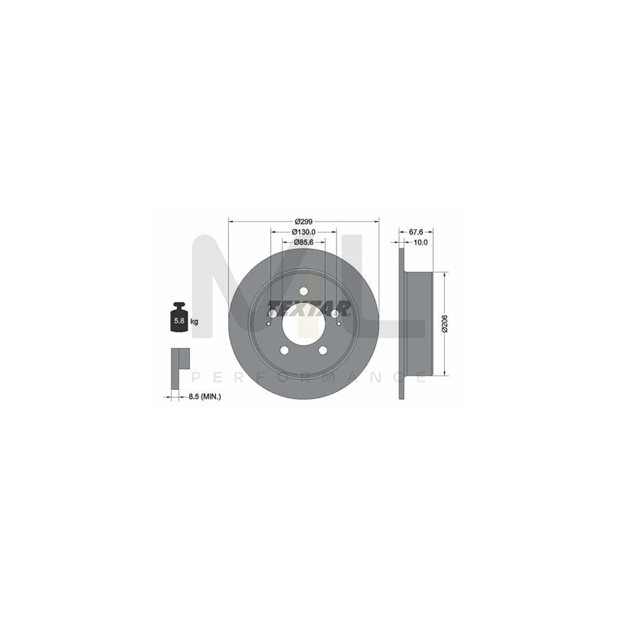 TEXTAR PRO 92198703 Brake Disc Solid, Coated, without wheel hub, without wheel studs - 1 piece