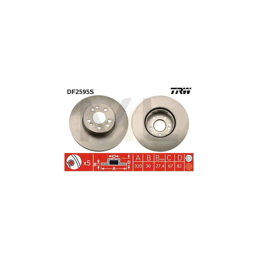 TRW DF2595S Brake Disc suitable for MERCEDES-BENZ S-Class Vented, Painted - 1 piece