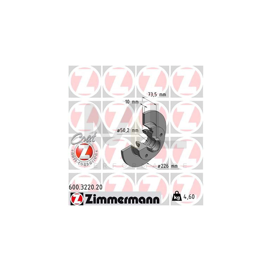 ZIMMERMANN COAT Z 600.3220.20 Brake Disc Solid, Coated, with ABS sensor ring, without wheel bearing - 1 piece