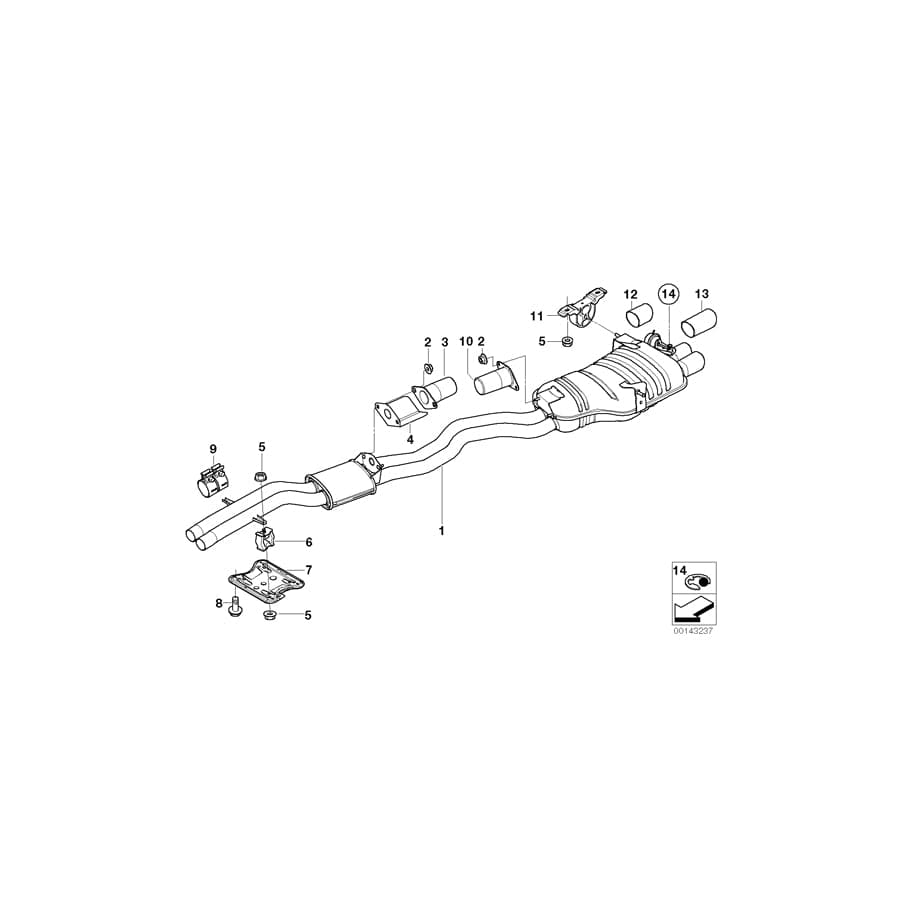 Genuine BMW 18107504174 E46 Center And Rear Muffler (Inc. 330Ci)