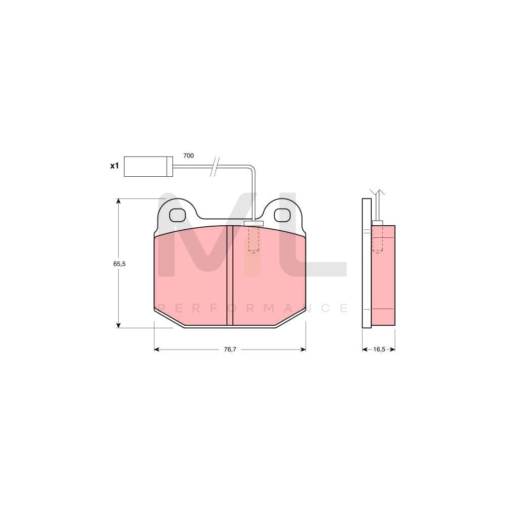 TRW Gdb1253 Brake Pad Set Incl. Wear Warning Contact