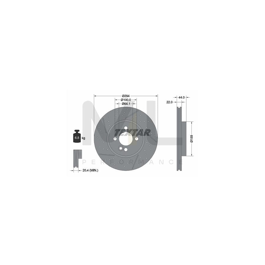 TEXTAR PRO 92196703 Brake Disc Internally Vented, Perforated, Coated, without wheel hub, without wheel studs - 1 piece