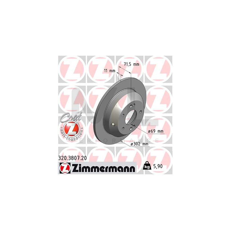 ZIMMERMANN COAT Z 320.3807.20 Brake Disc Internally Vented, Coated - 1 piece