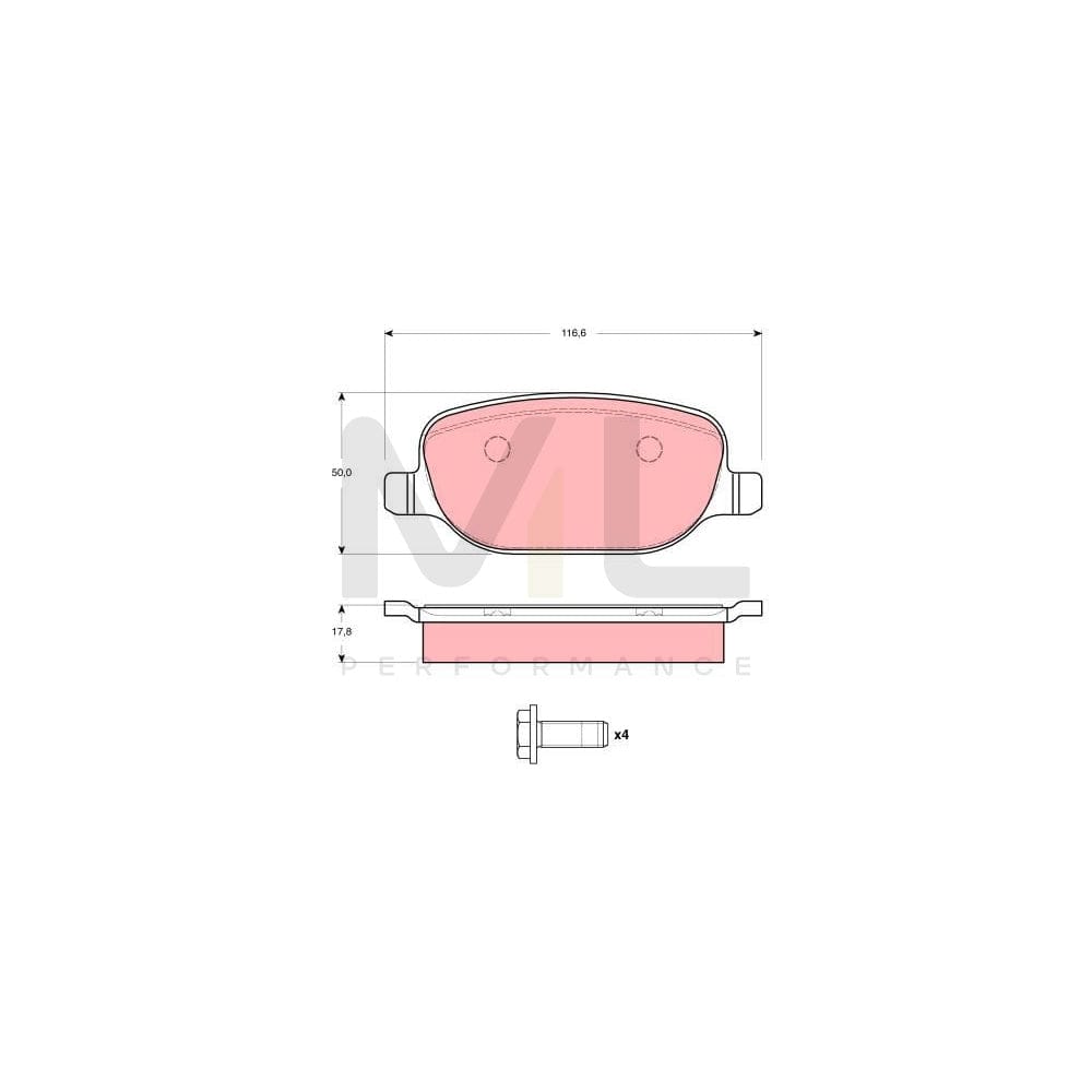 TRW Gdb1490 Brake Pad Set For Lancia Thesis (841) Not Prepared For Wear Indicator