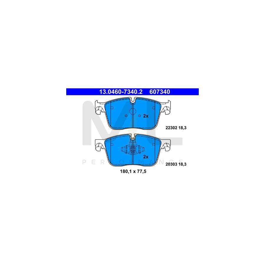 ATE 13.0460-7340.2 Brake pad set excl. wear warning contact, prepared for wear indicator