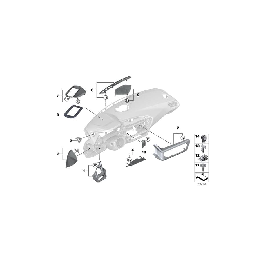 Genuine BMW 51459475705 G29 Trim Center Stack Top Center SCHWARZ (Inc. Z4 20i, Z4 30i & Z4 M40i)