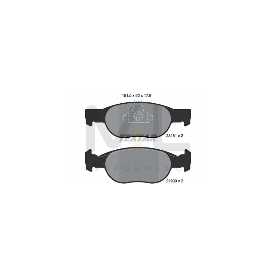 TEXTAR 2318101 Brake pad set not prepared for wear indicator