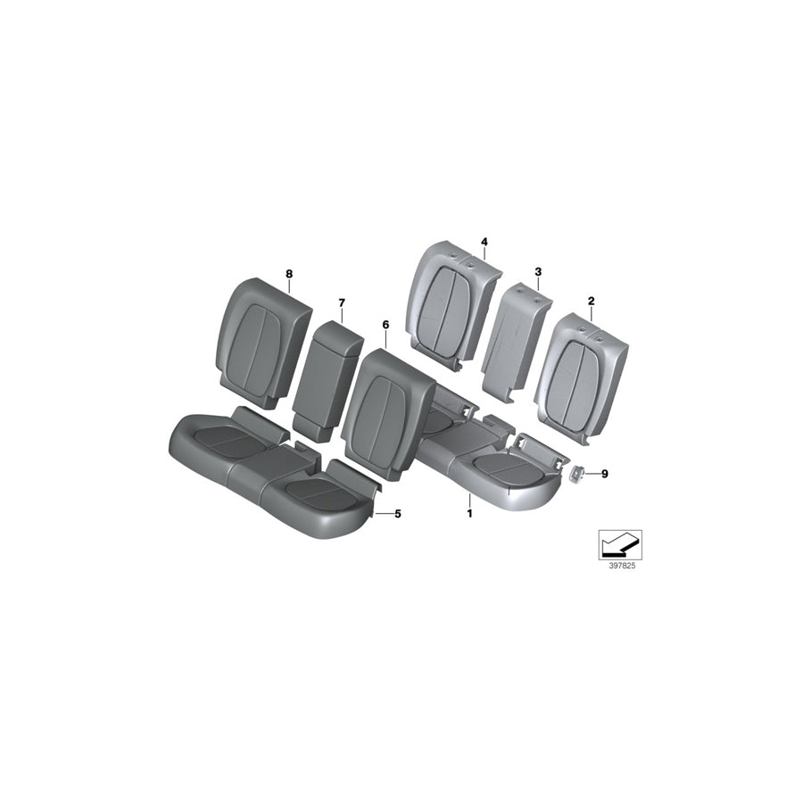 Genuine BMW 52207467688 F48 F45 F39 Seat Cover Leather SCHWARZ/BLAU (Inc. 225iX, X1 18d & 220d)