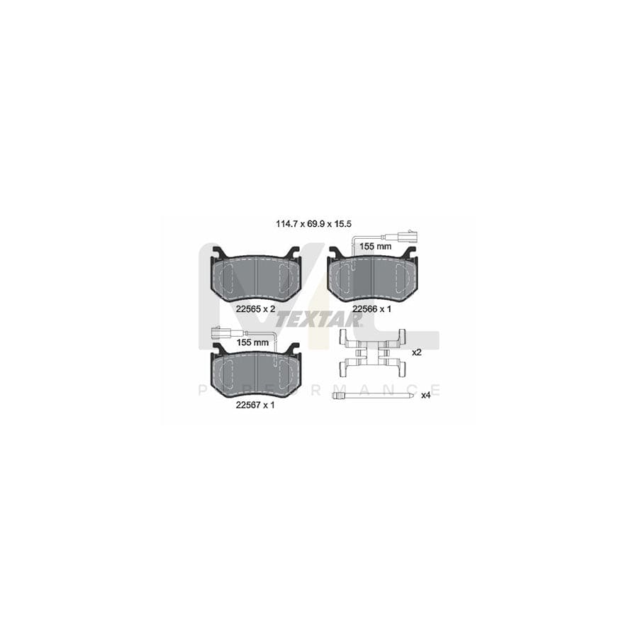TEXTAR 2256501 Brake pad set incl. wear warning contact, with accessories