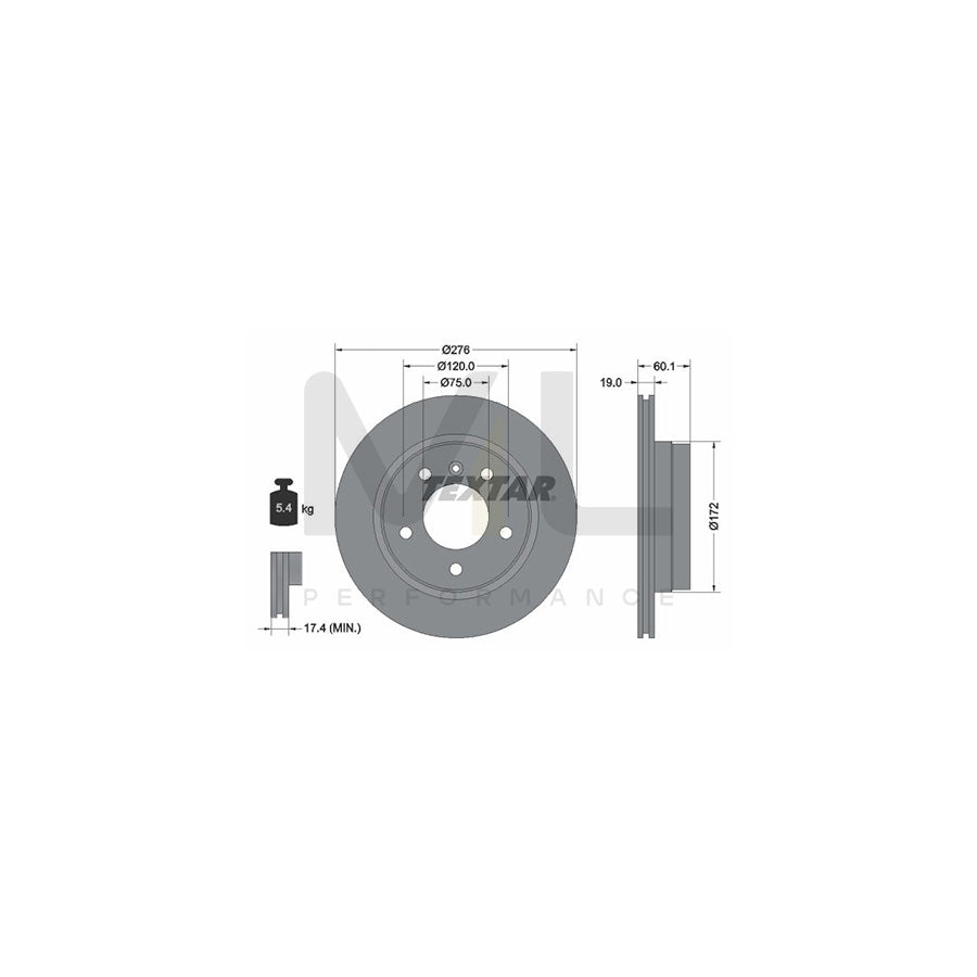 TEXTAR PRO 92072403 Brake Disc for BMW 3 Series Externally Vented, Coated, without wheel hub, without wheel studs - 1 piece