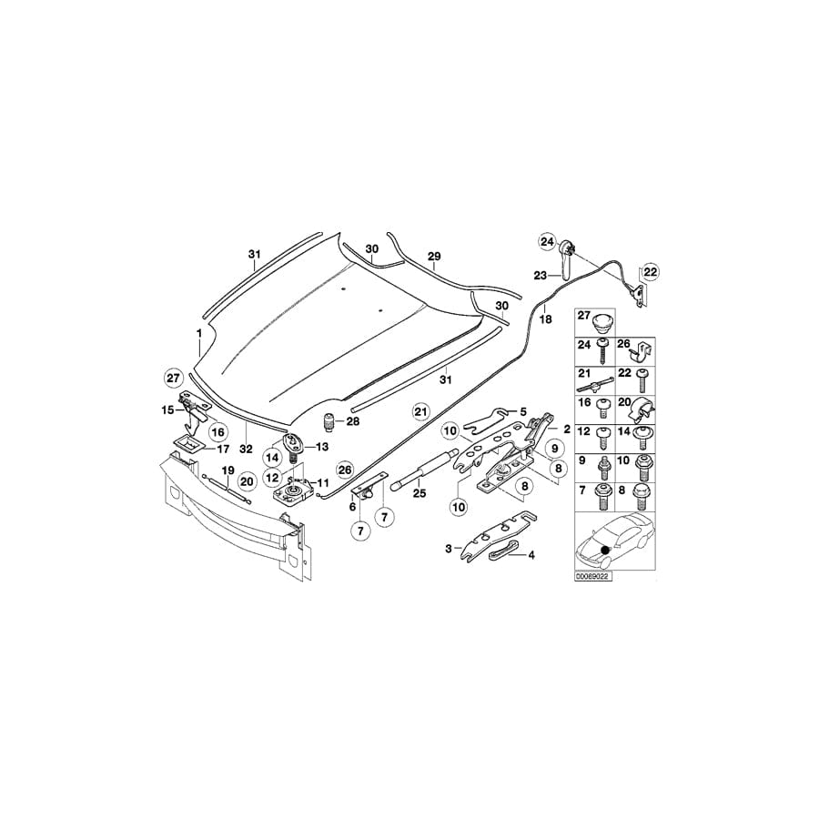 Genuine BMW 51718263569 E52 Sealing, Hood, Aggregates (Inc. ALPINA V8 & Z8)