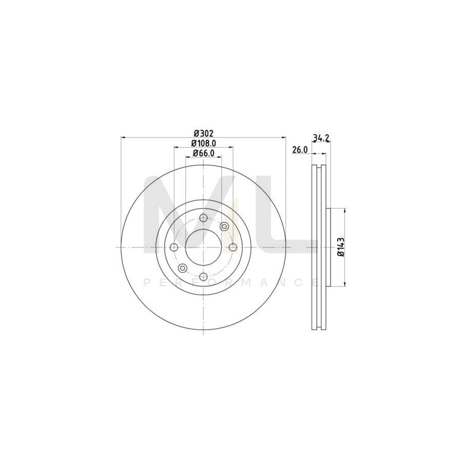 HELLA PRO 8DD 355 119-161 Brake Disc Internally Vented, Coated, without wheel hub, without wheel studs | ML Performance Car Parts