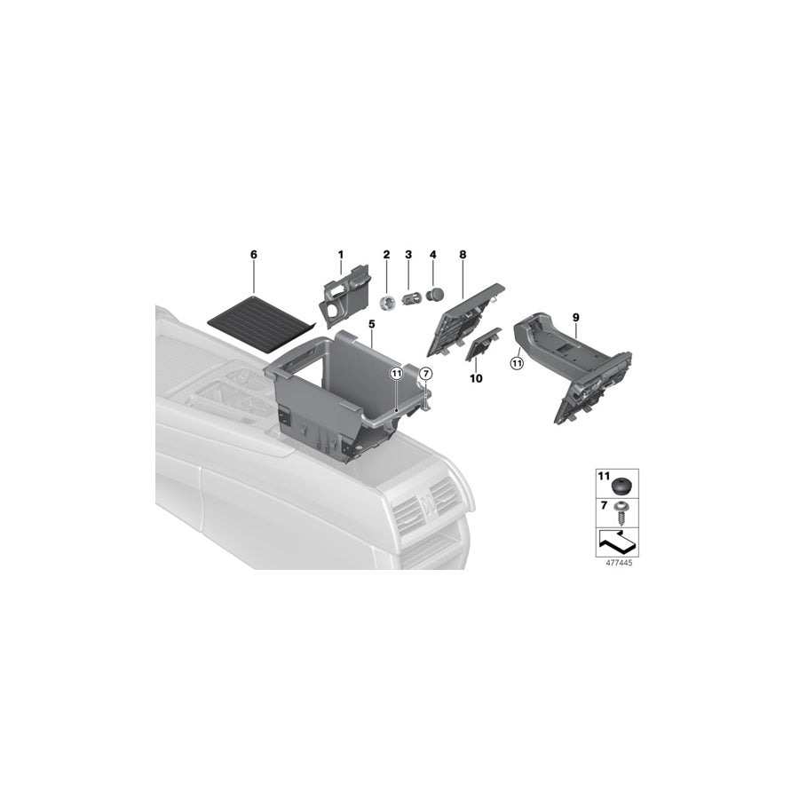 Genuine BMW 51169251992 F16 Oddments Tray (Inc. X5 50iX 4.4, X6 M50dX & X5 28iX)