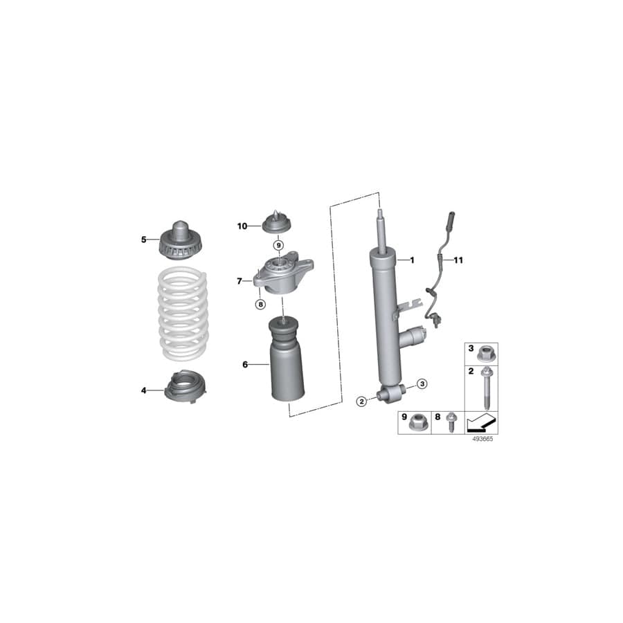 Genuine BMW 37106895063 G20 Spring Strut, Edc, Rear AWD (Inc. 330dX & M340iX)