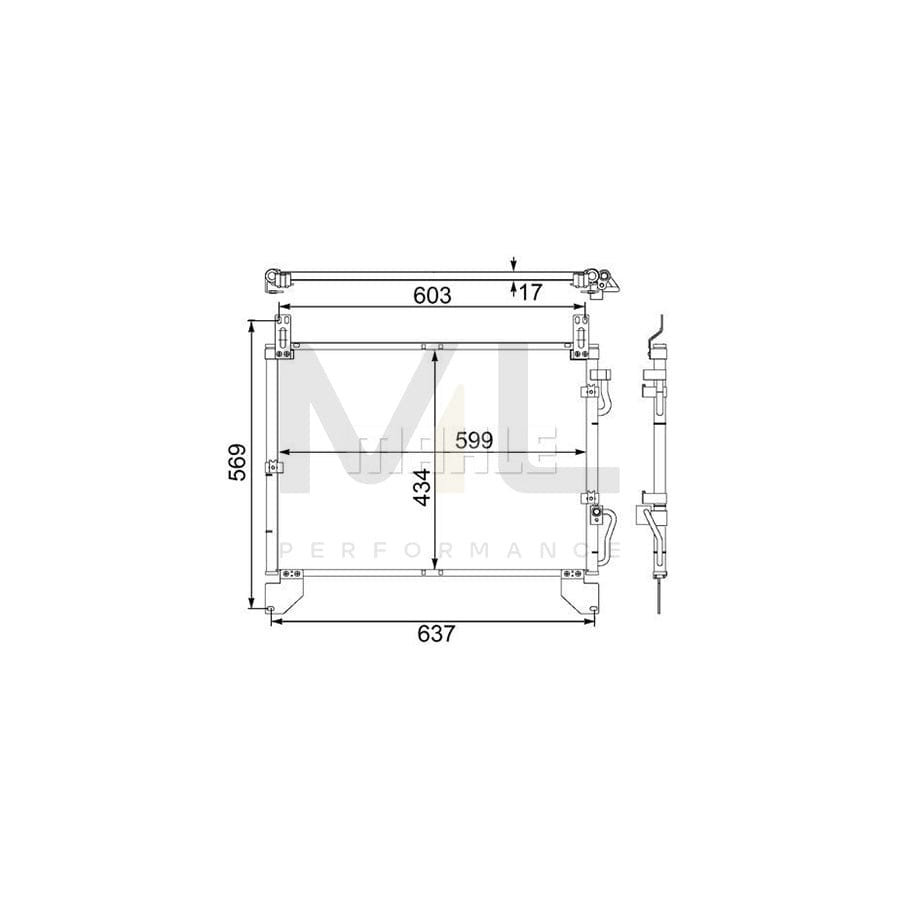 MAHLE ORIGINAL AC 480 000S Air conditioning condenser for SSANGYONG Rexton / Rexton II (GAB) without dryer | ML Performance Car Parts