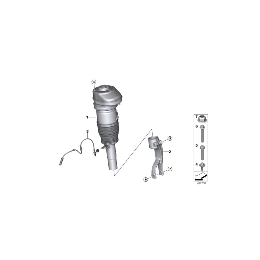Genuine BMW 37106892425 G05 G06 Air Spring Strut, Front Left VDC (Inc. X6 30dX, X6 40i & X5 45eX)