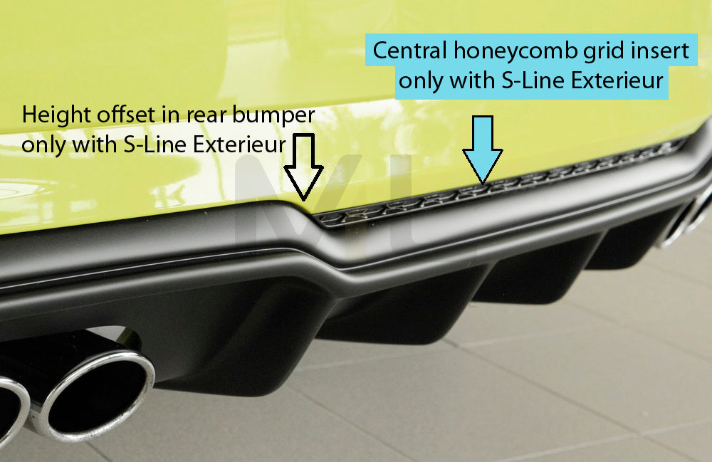 Rieger 00088182 Audi 8V A3 Rear Diffuser 10 | ML Performance UK Car Parts