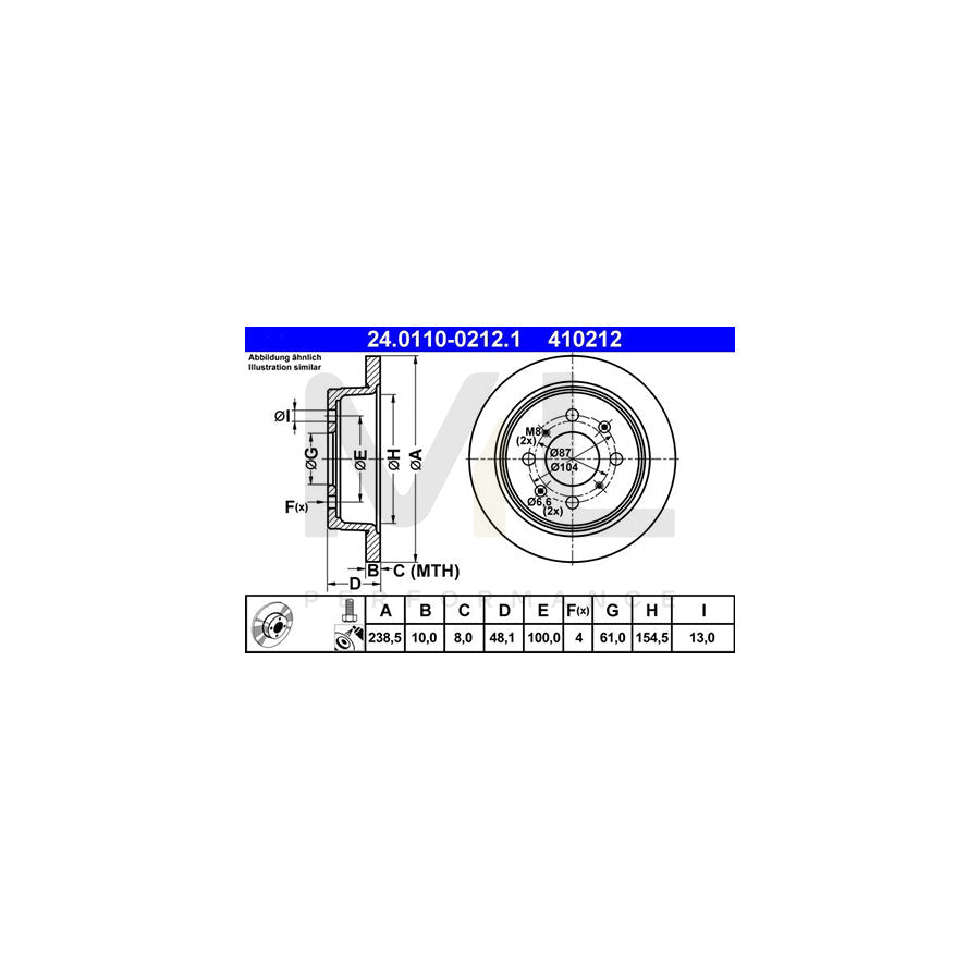 ATE 24.0110-0212.1 Brake Disc Solid, Coated, with bolts/screws - 1 piece