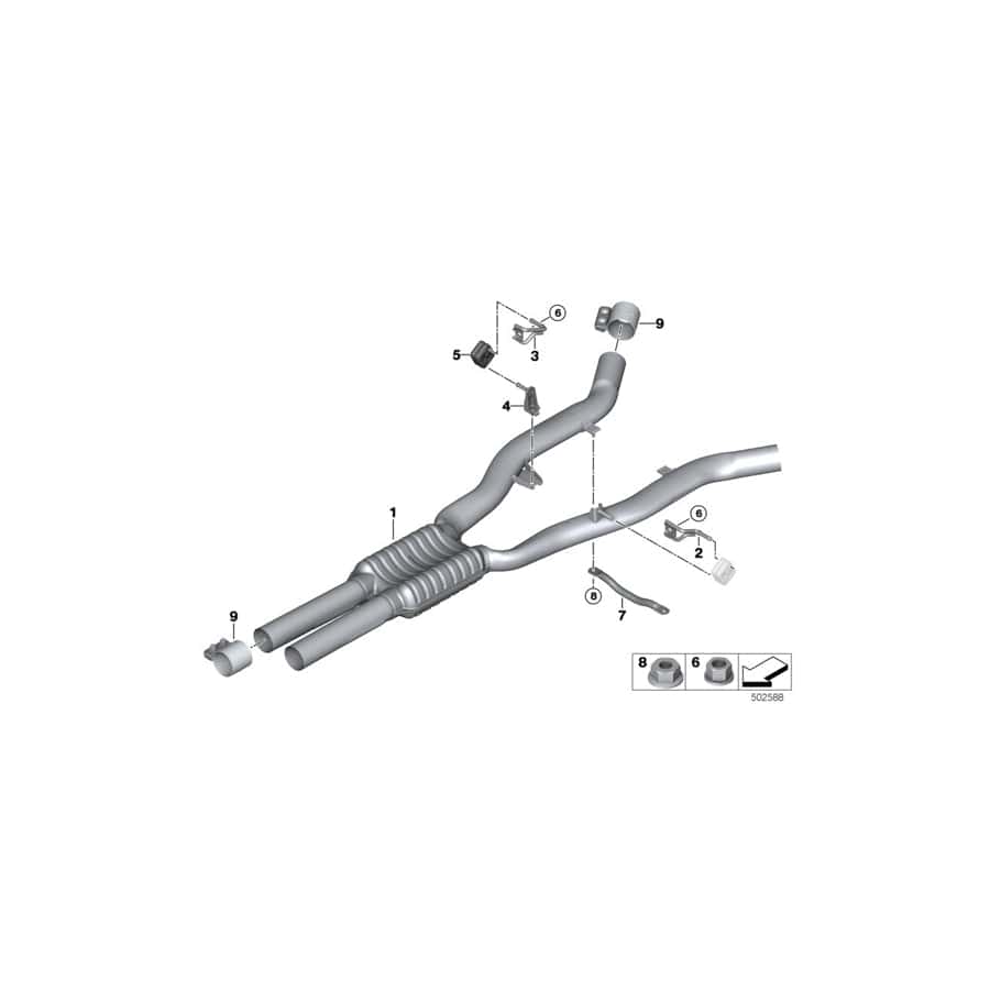 Genuine BMW 18307629377 F13 F12 Center Muffler (Inc. 650iX 4.4, 650i & 650iX)
