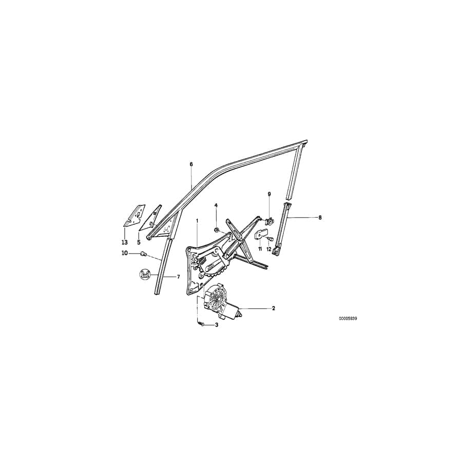 Genuine BMW 51328127501 E32 Guide Rail Front Left (Inc. 750iL, 735i & 730iL)