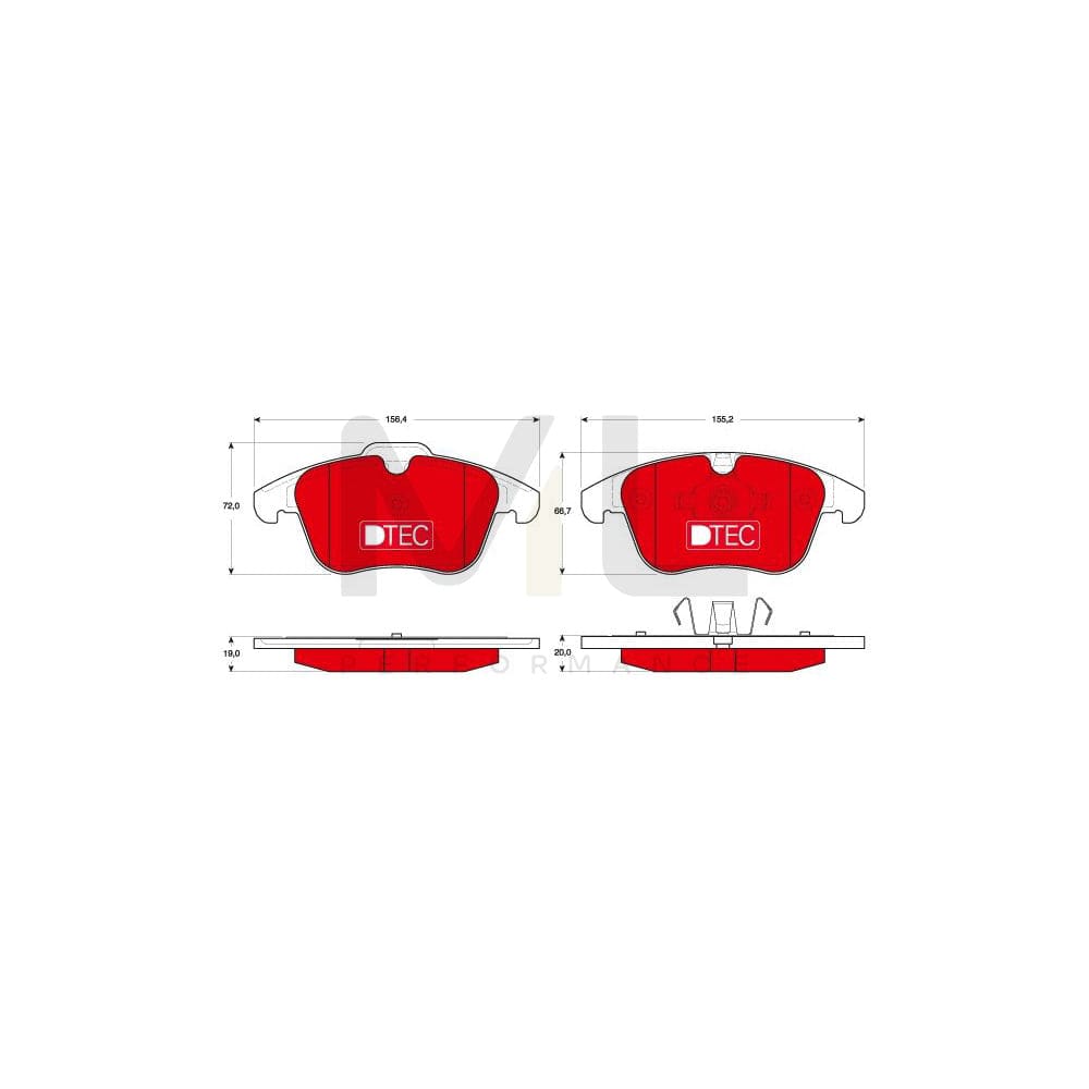 TRW Dtec Cotec Gdb1683Dte Brake Pad Set Not Prepared For Wear Indicator
