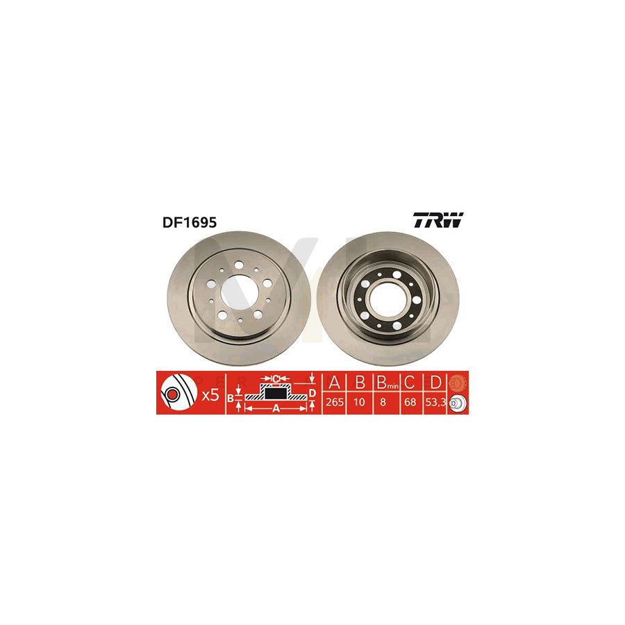 TRW DF1695 Brake Disc Solid - 1 piece