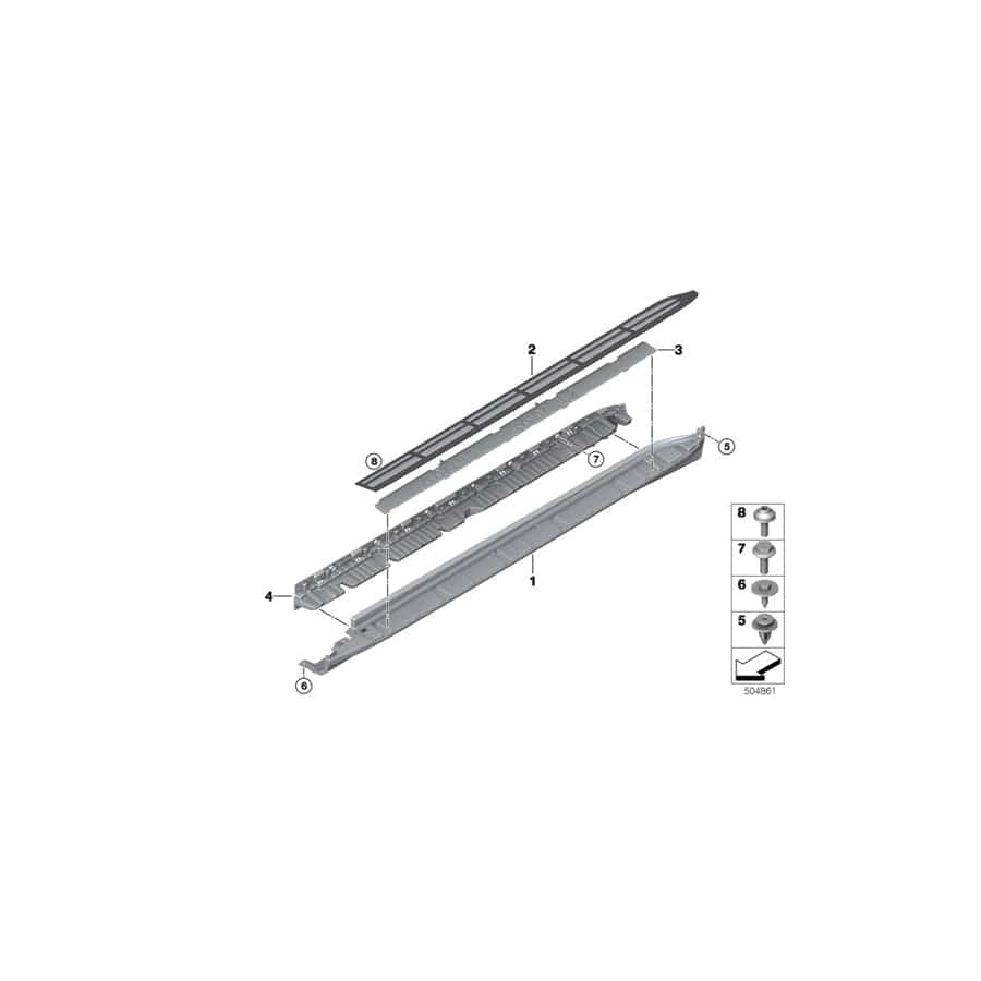 Genuine BMW 51777468104 G07 Insert, Rocker Panel, Running Board, Rgt (Inc. X7 50iX, X7 30dX & X7 40iX)