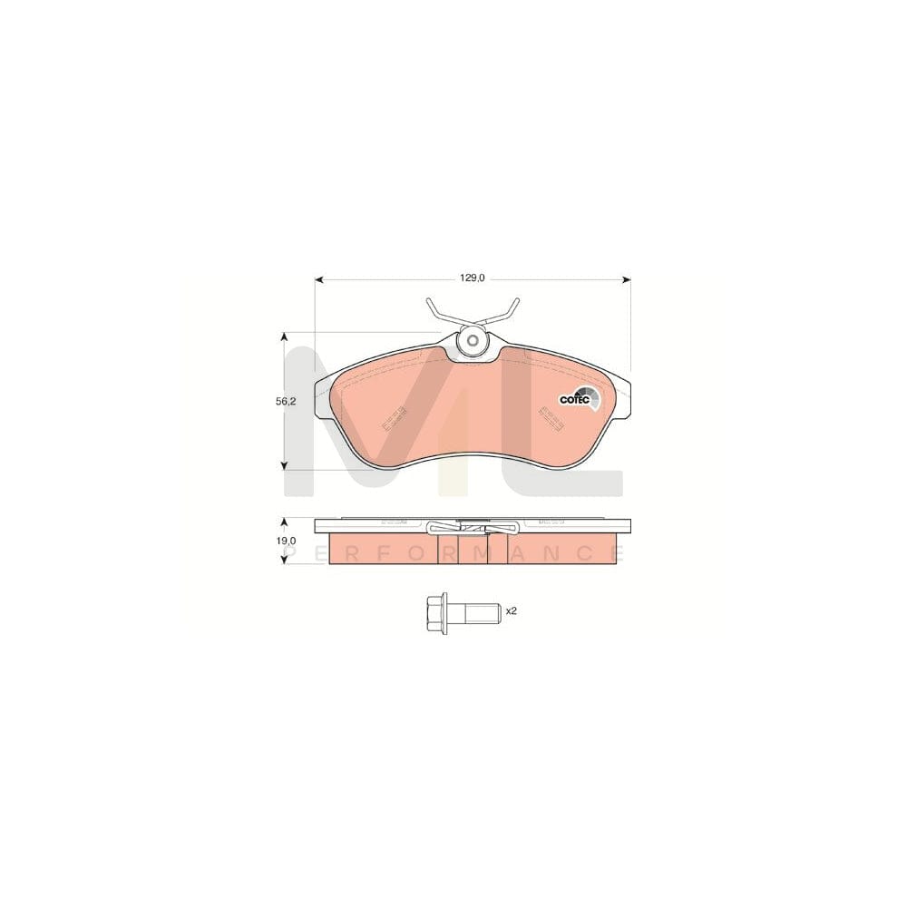 TRW Cotec Gdb1496 Brake Pad Set Not Prepared For Wear Indicator