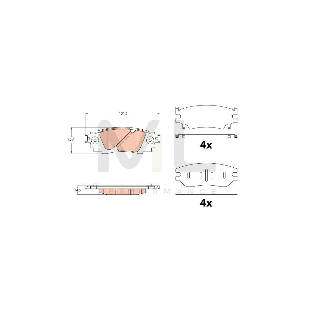 TRW Gdb2183 Brake Pad Set Not Prepared For Wear Indicator, With Accessories