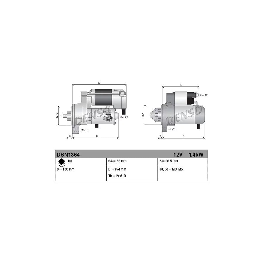 DENSO DSN1364 Starter Motor