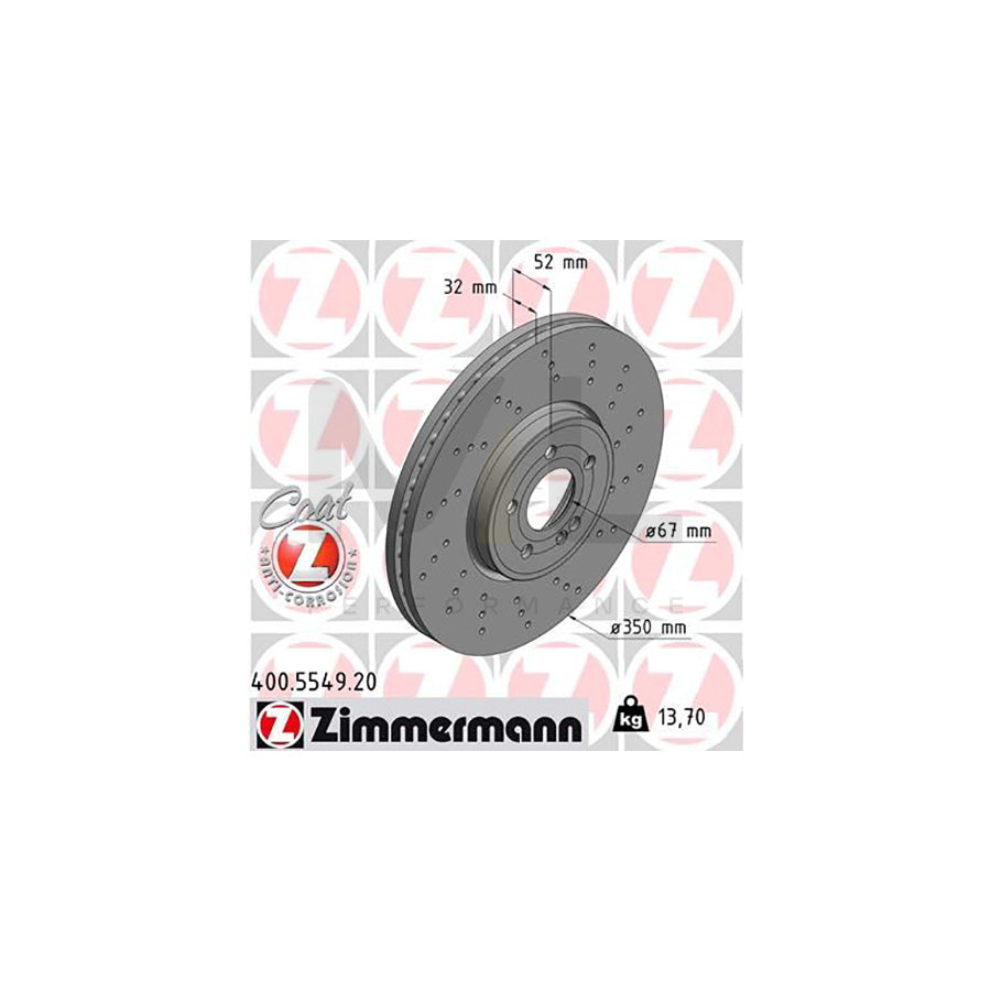 ZIMMERMANN 400.5549.20 Brake Disc Internally Vented, Perforated, Coated - 1 piece